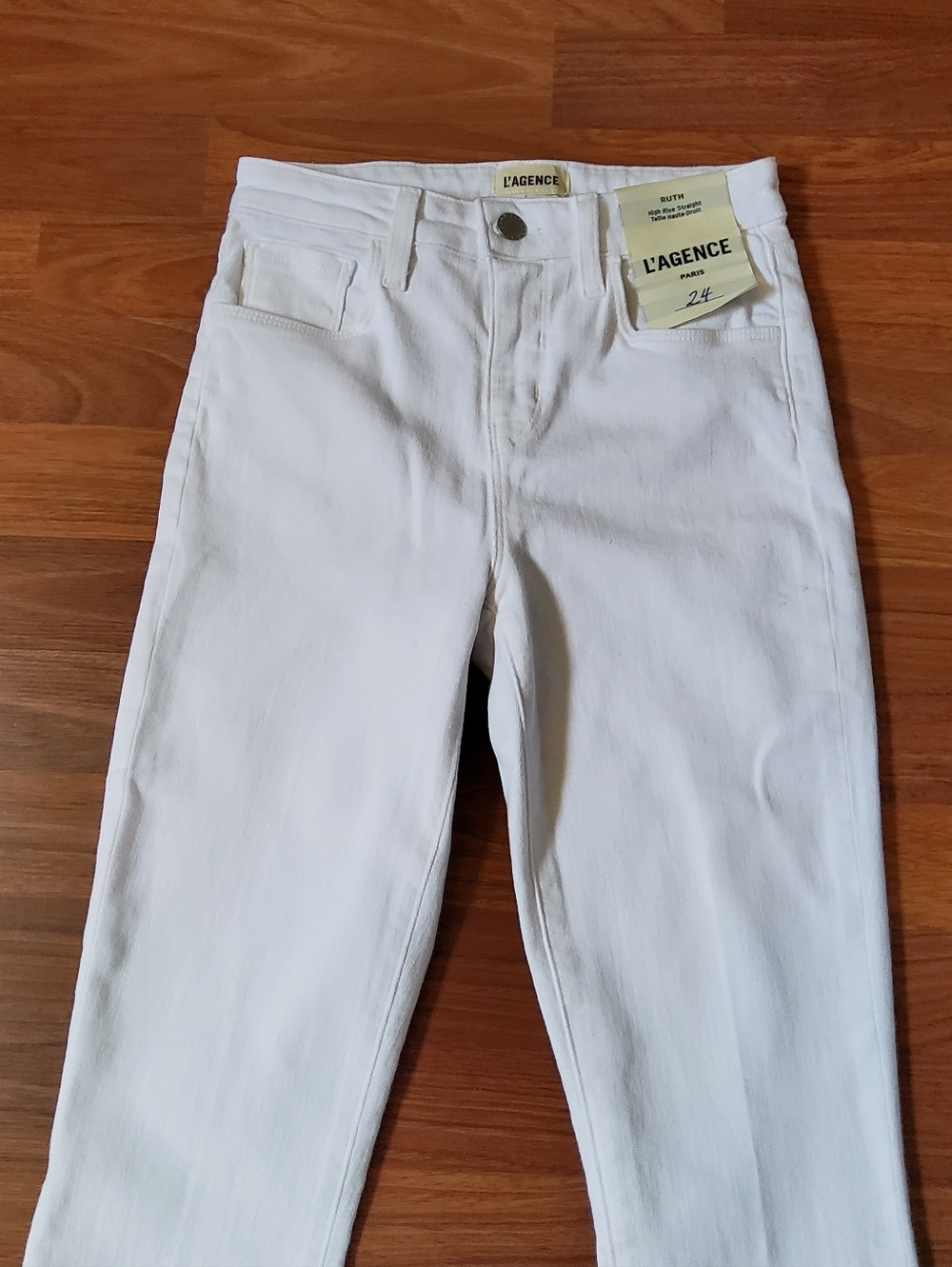 L'Agence Ruth High Rise Straight Jeans in Blanc Size 24 - Picture 4 of 14